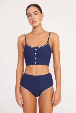 ABBY SWIM TOP NAVY WHITE