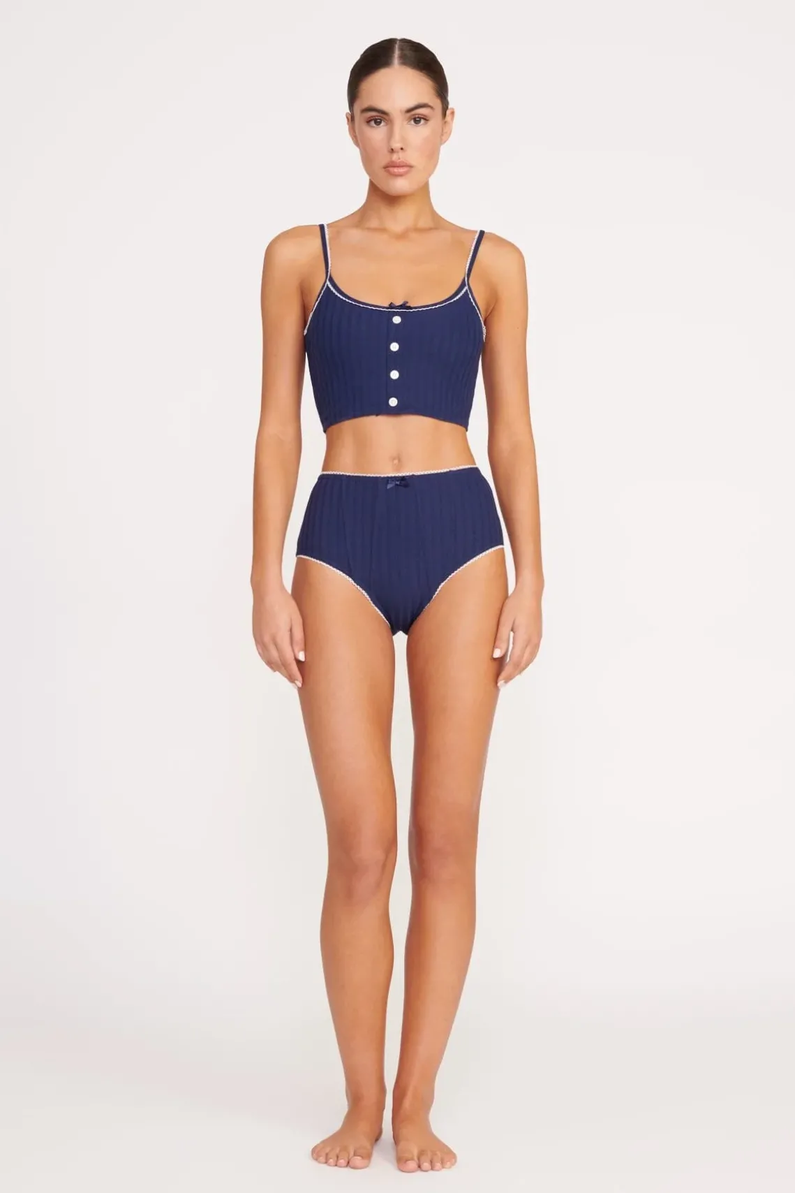 ABBY SWIM TOP NAVY WHITE