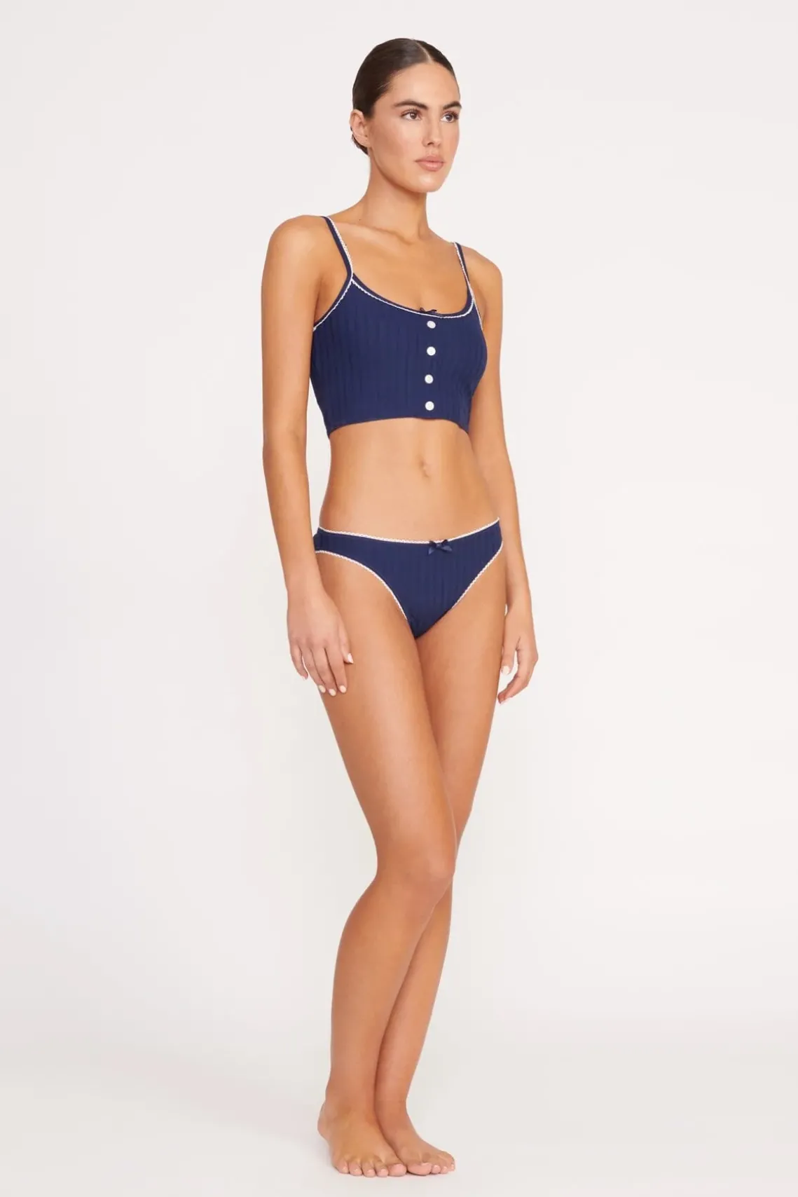 ABBY SWIM TOP NAVY WHITE