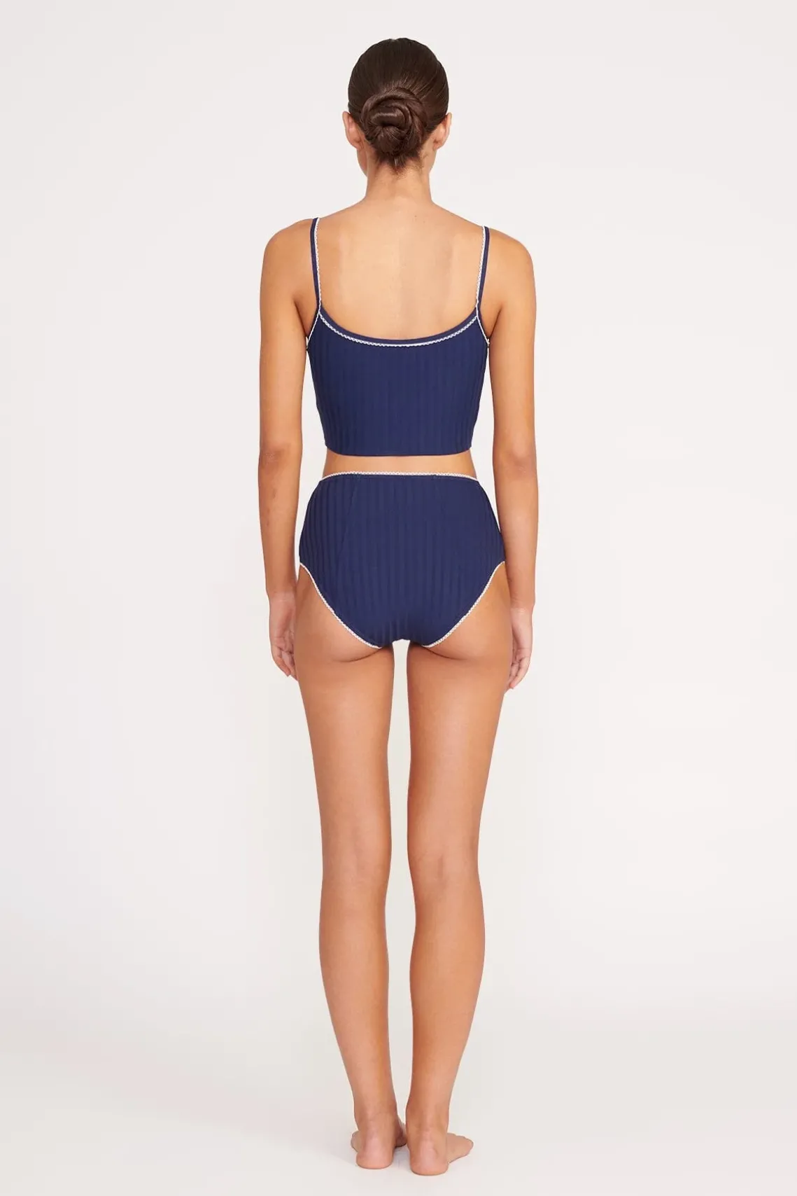 ABBY SWIM TOP NAVY WHITE
