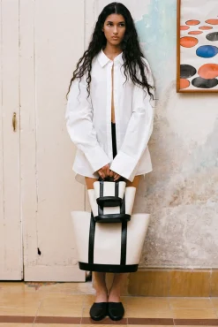 ALLORA MICRO TOTE CREAM BLACK