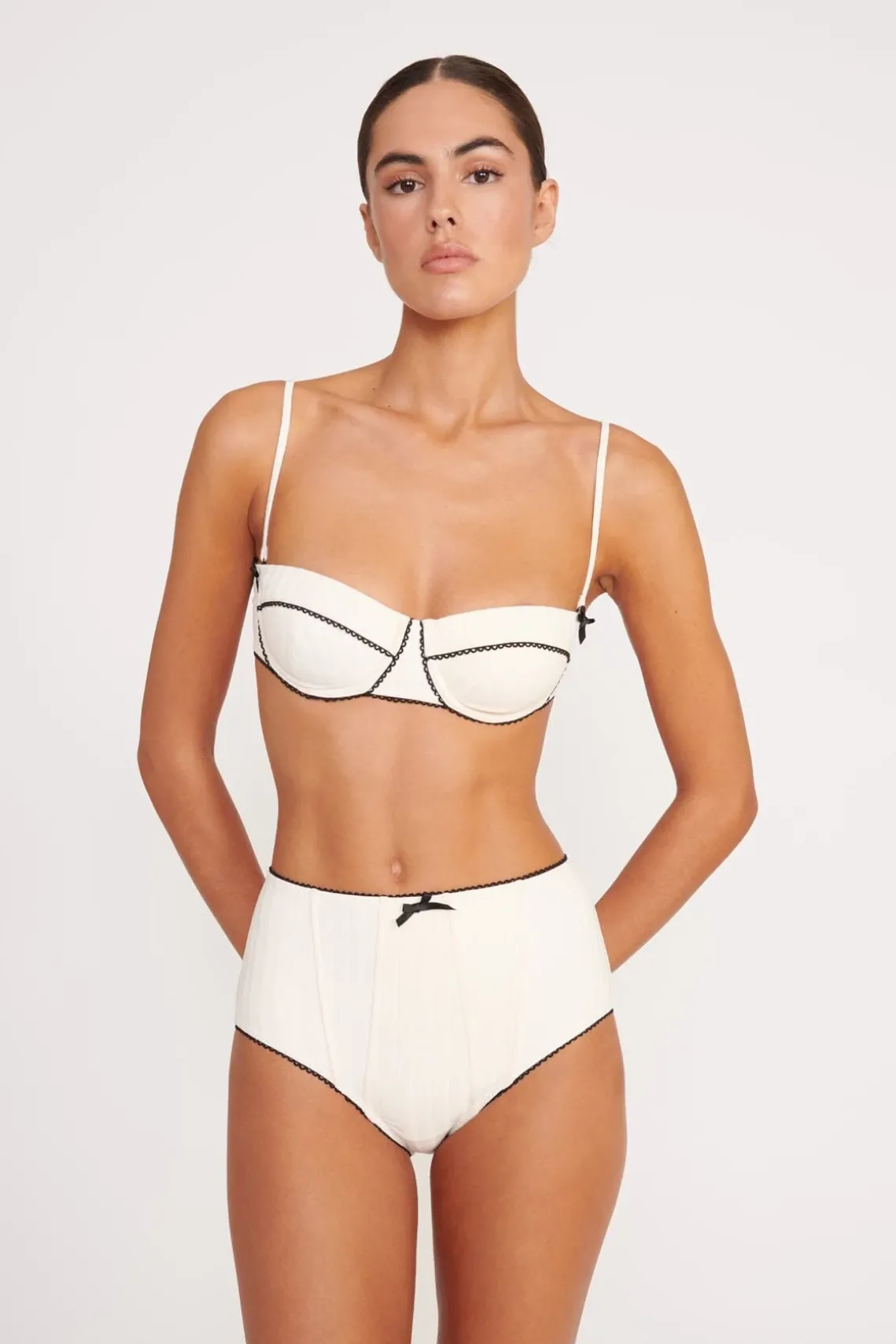 BRENTON HIGH RISE BIKINI BOTTOM IVORY BLACK