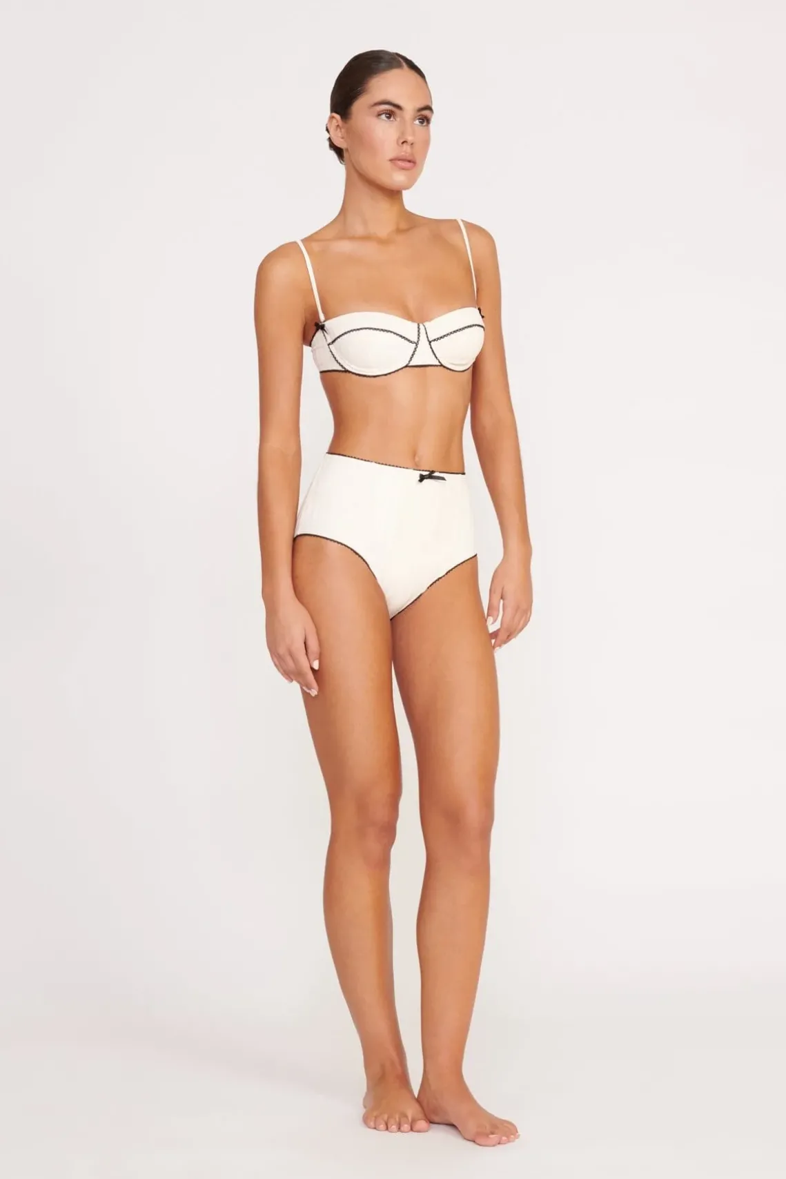 BRENTON HIGH RISE BIKINI BOTTOM IVORY BLACK