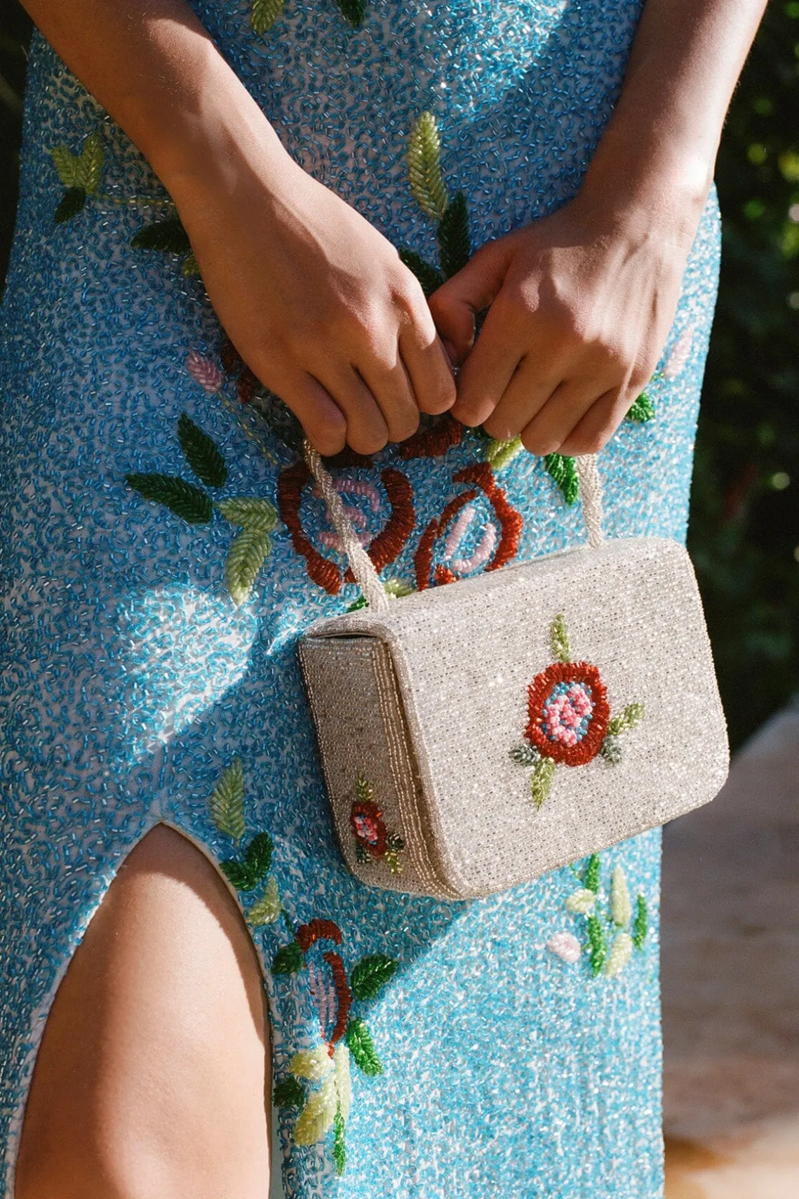 CARMEN BEADED BOX BAG DIAMOND ROSE