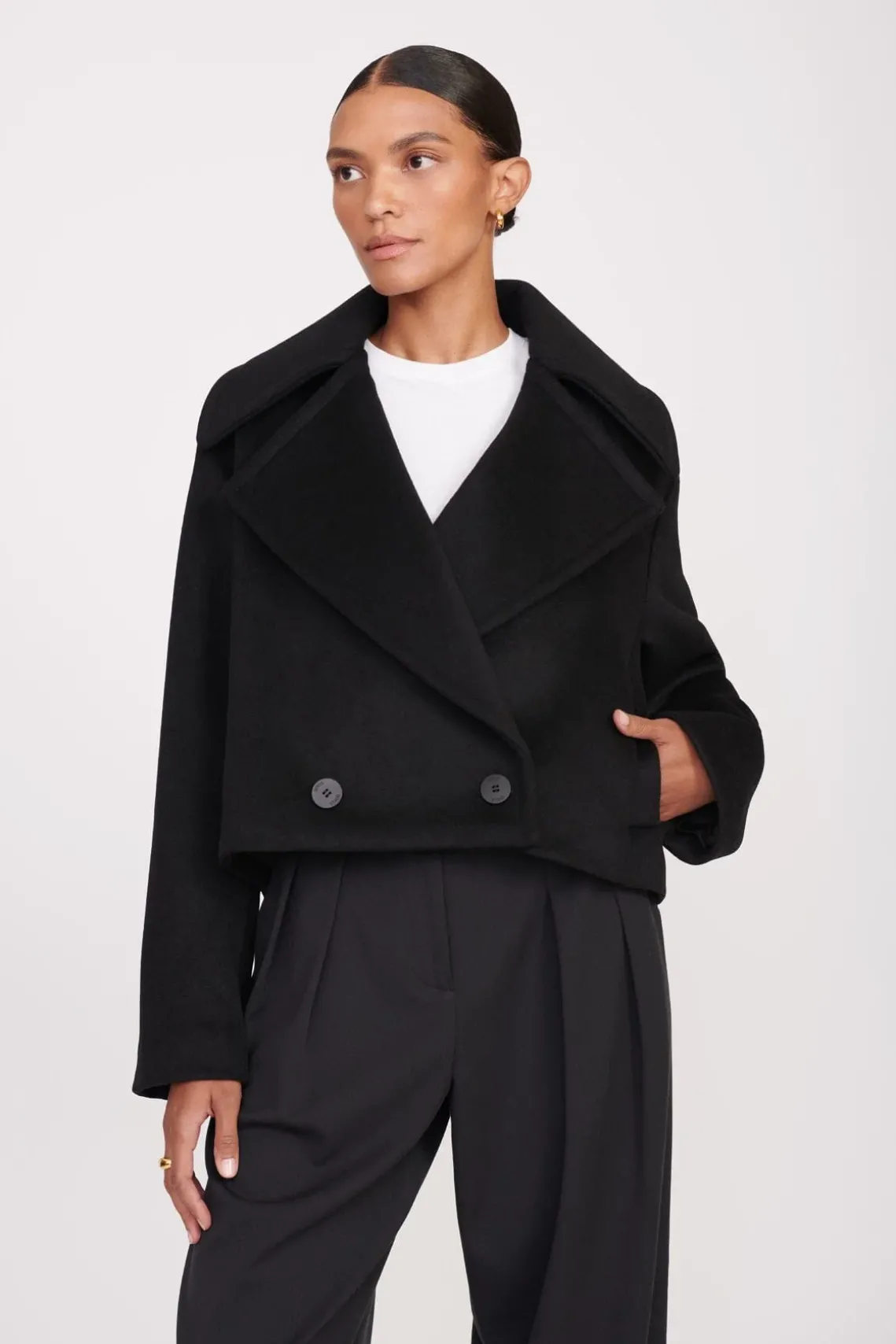 CARVER CROPPED COAT BLACK