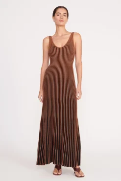 CLARETTA DRESS TAN BLACK
