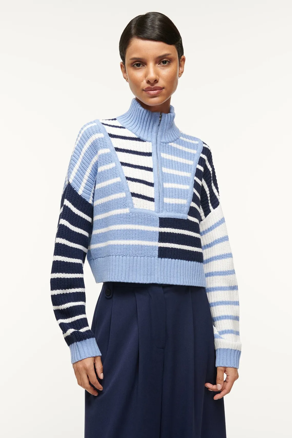 CROPPED HAMPTON SWEATER ADRIATIC STRIPE