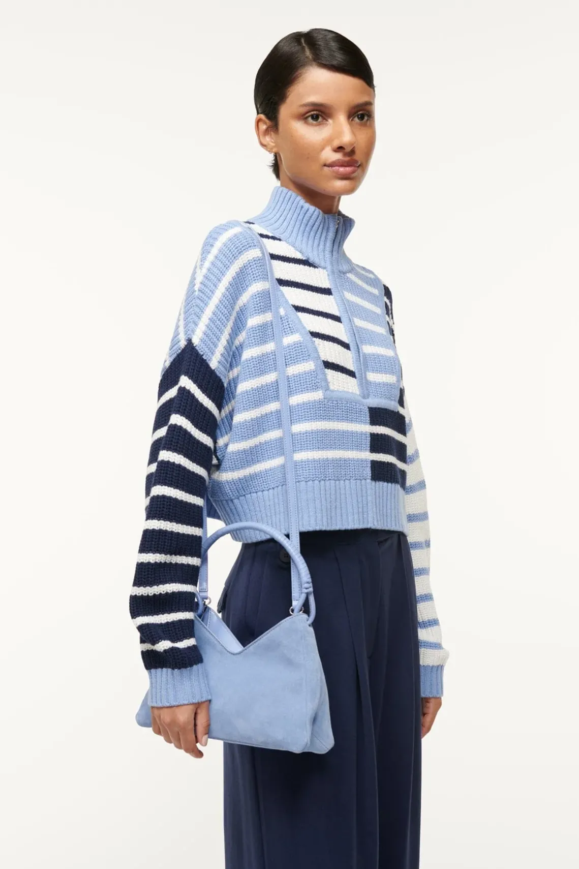 CROPPED HAMPTON SWEATER ADRIATIC STRIPE