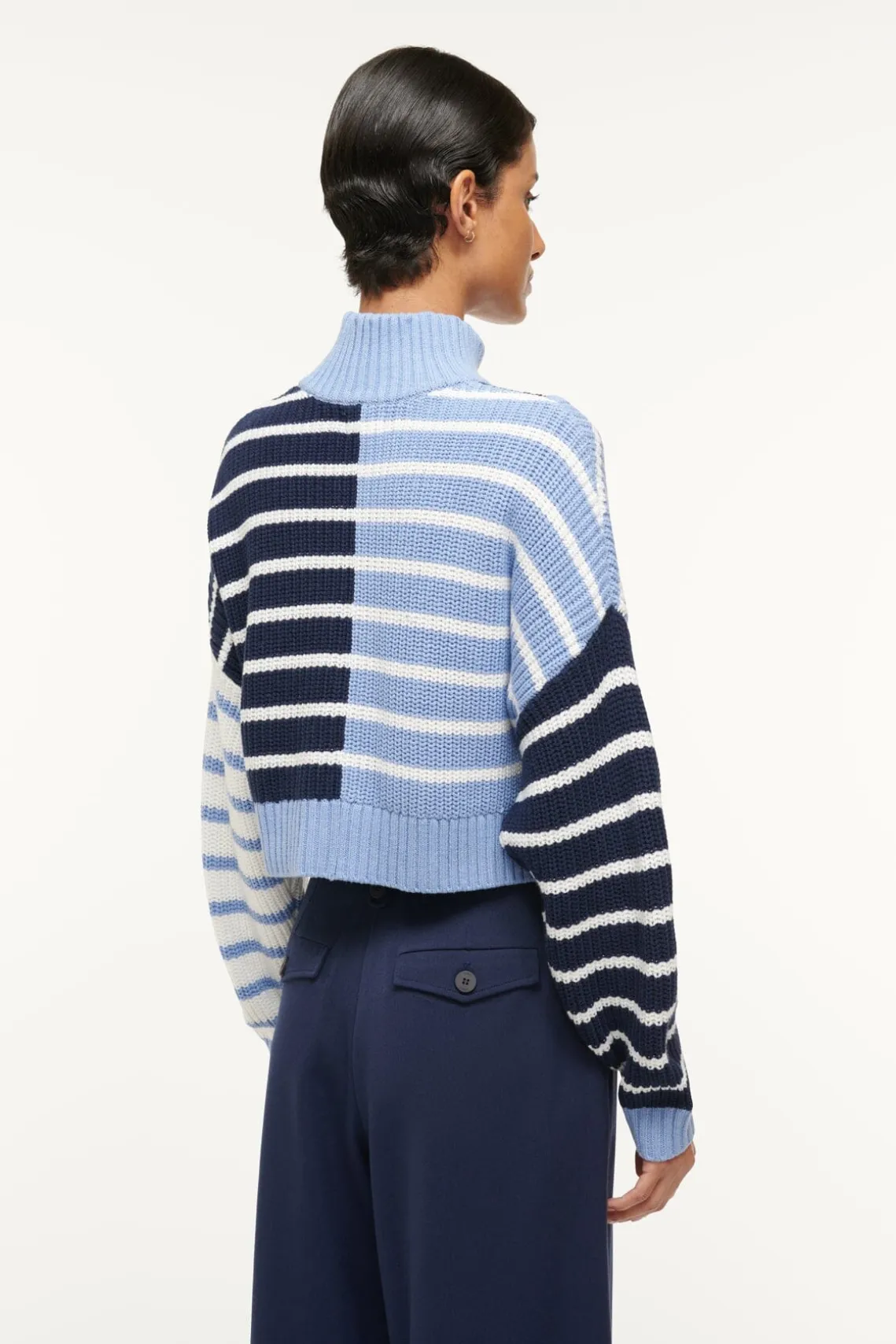CROPPED HAMPTON SWEATER ADRIATIC STRIPE