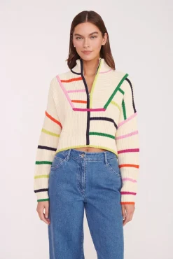 CROPPED HAMPTON SWEATER CREAM RAINBOW MULTI