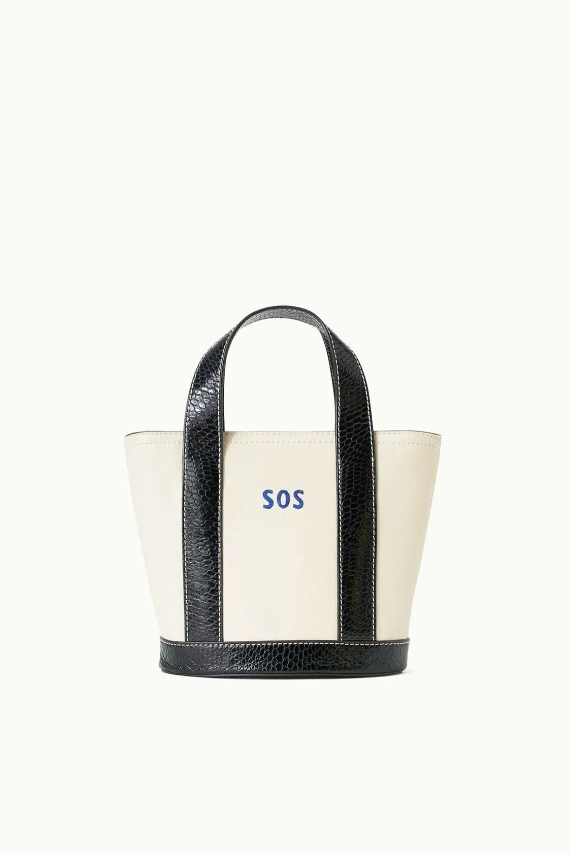 CUSTOM MONOGRAM ALLORA MINI TOTE CREAM BLACK