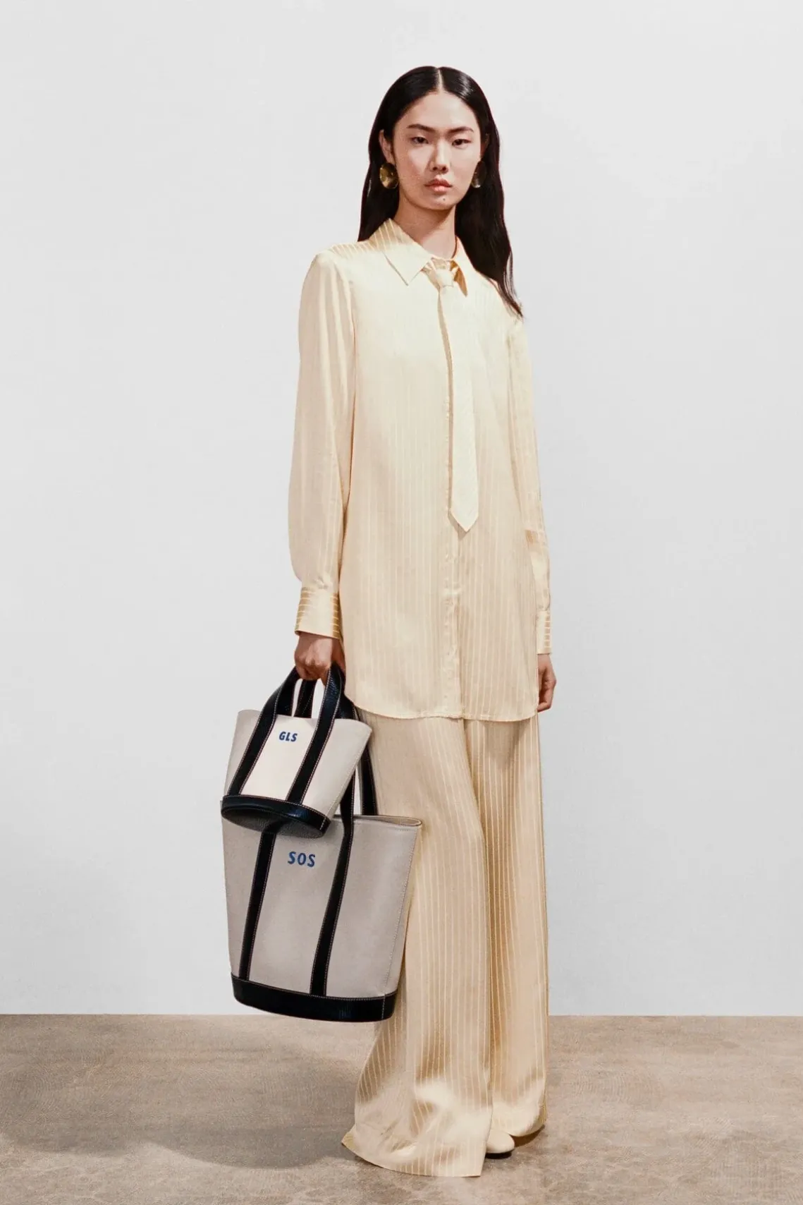 CUSTOM MONOGRAM ALLORA MINI TOTE CREAM BLACK
