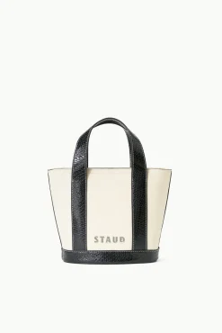 CUSTOM MONOGRAM ALLORA MINI TOTE CREAM BLACK