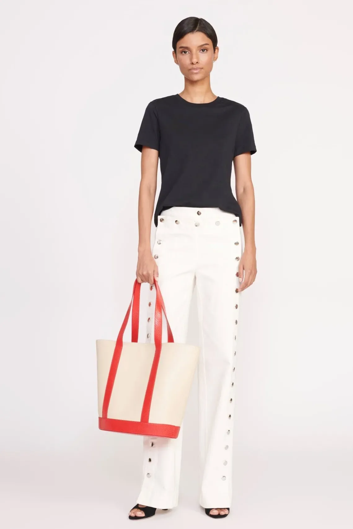 CUSTOM MONOGRAM ALLORA TOTE CREAM RED ROSE