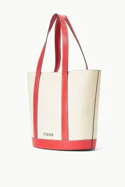 CUSTOM MONOGRAM ALLORA TOTE CREAM RED ROSE