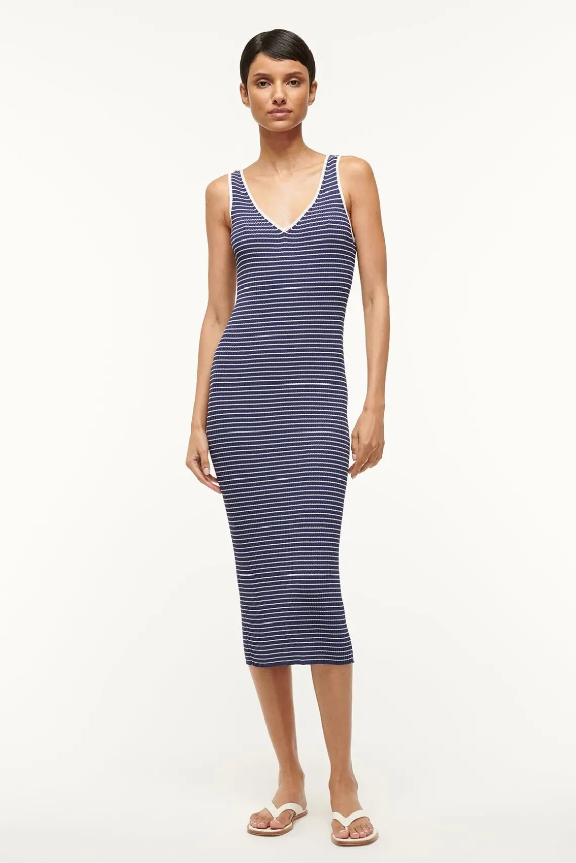 DANA DRESS NAVY MICRO STRIPE