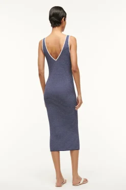 DANA DRESS NAVY MICRO STRIPE
