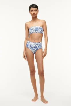 DEVON HIGH RISE BIKINI BOTTOM BLUE TOILE