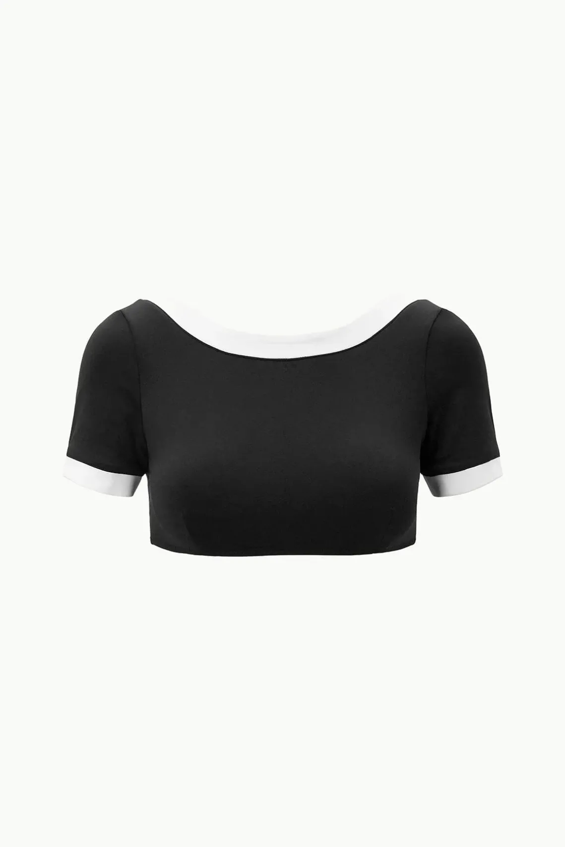 LILY SHORT SLEEVE BIKINI TOP BLACK WHITE