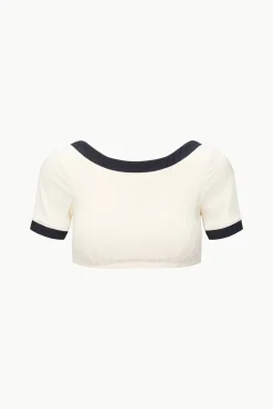 LILY SHORT SLEEVE BIKINI TOP IVORY BLACK