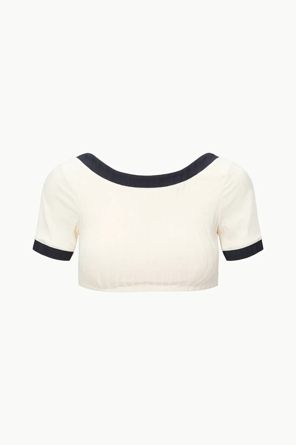 LILY SHORT SLEEVE BIKINI TOP IVORY BLACK