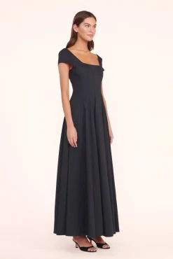 MAXI SHORT SLEEVE WELLS DRESS BLACK