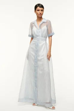MILLIE DRESS IVORY MICRO STRIPE