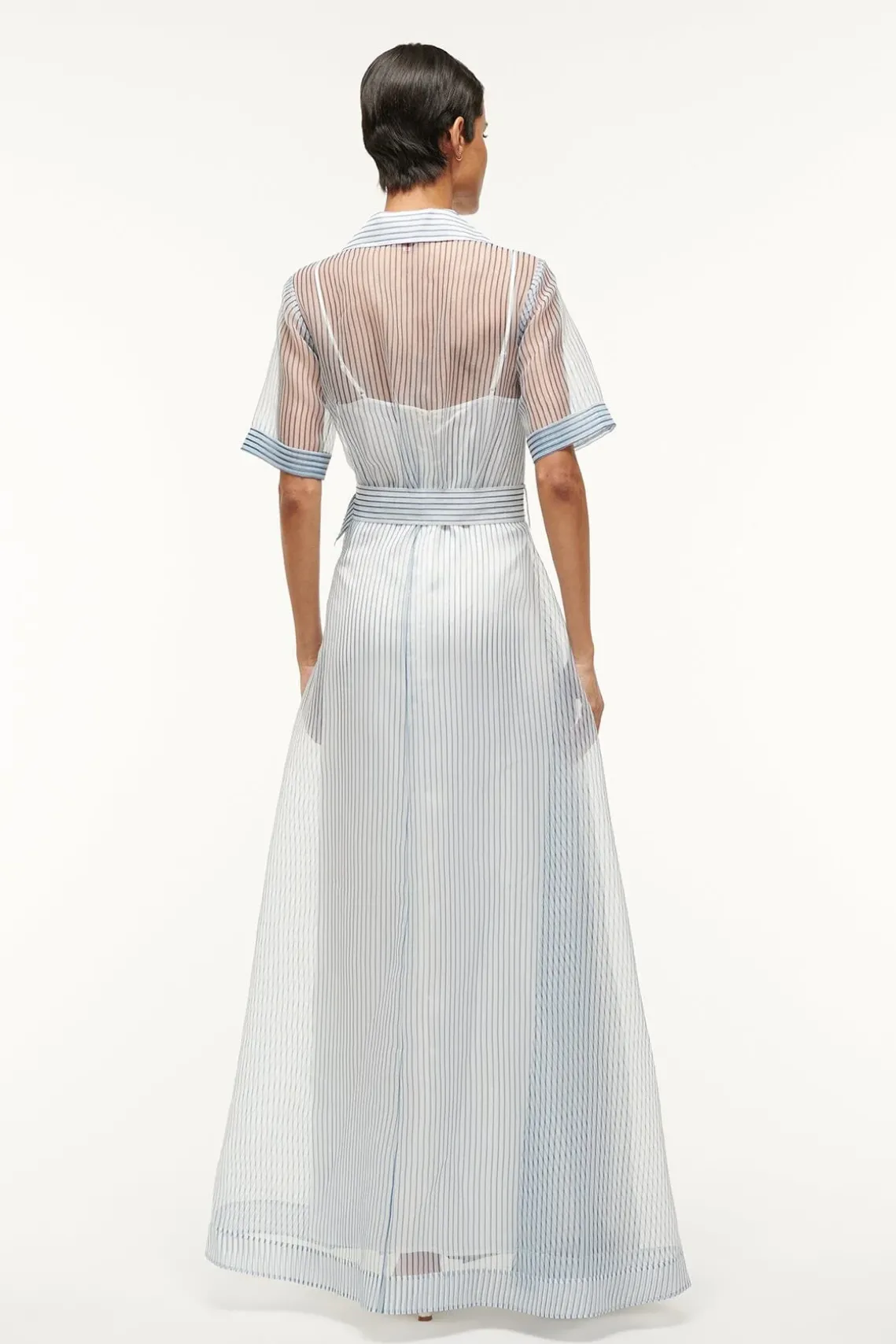 MILLIE DRESS IVORY MICRO STRIPE
