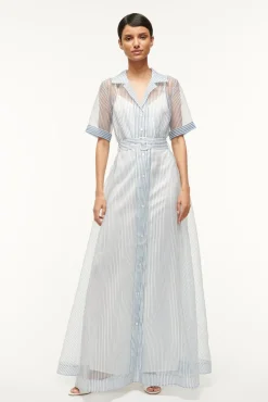 MILLIE DRESS IVORY MICRO STRIPE