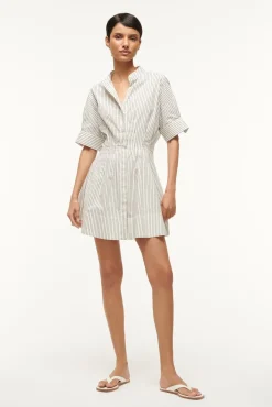 MINI LORENZA DRESS IVORY MICRO STRIPE