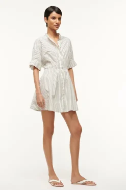 MINI LORENZA DRESS IVORY MICRO STRIPE