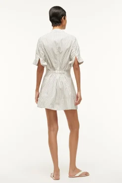 MINI LORENZA DRESS IVORY MICRO STRIPE