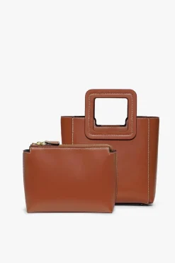 MINI SHIRLEY LEATHER BAG SADDLE