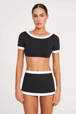 NELL SWIM SKIRT BLACK WHITE