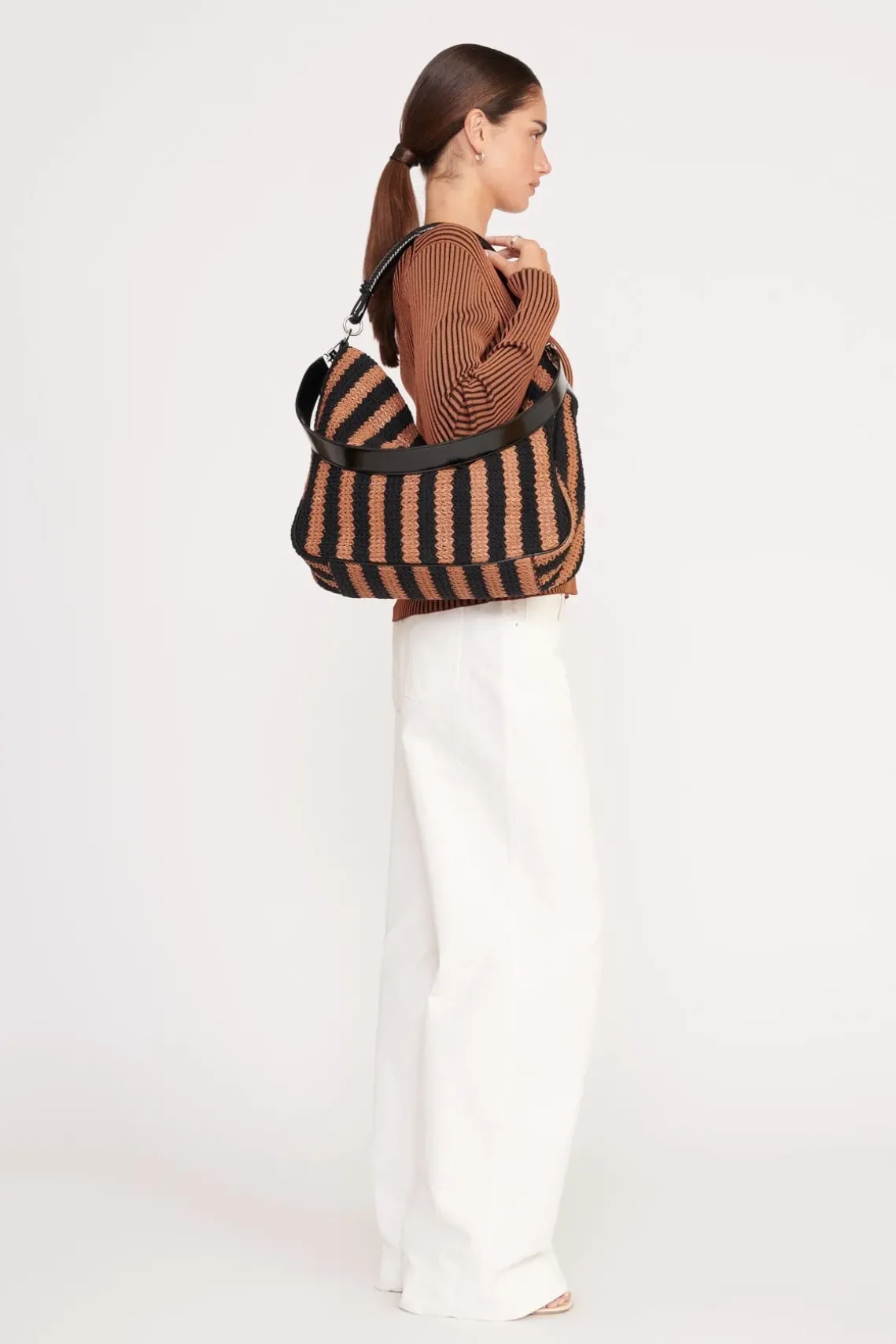PERRY BAG BLACK TAN SEASHORE STRIPE