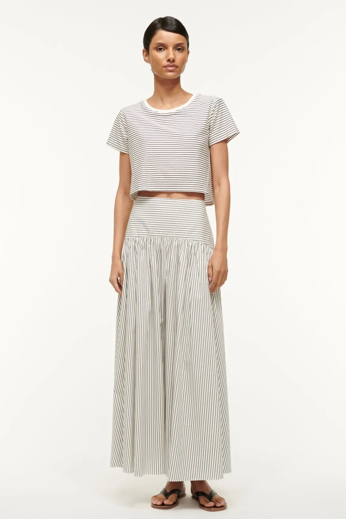 PROCIDA SKIRT IVORY MICRO STRIPE