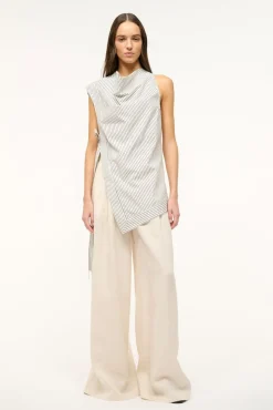 SAWYER TOP IVORY MICRO STRIPE