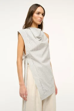 SAWYER TOP  IVORY MICRO STRIPE