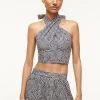 SMOCKED KAI TOP  NAVY MOSAIC