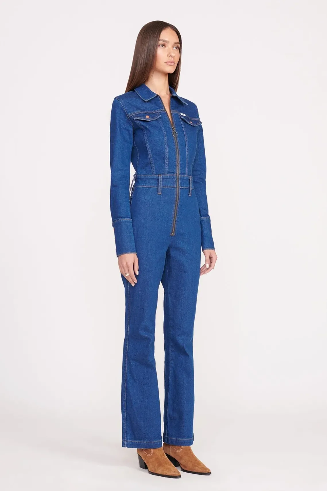 STAUD + WRANGLER THE BODY JUMPSUIT DARK RINSE
