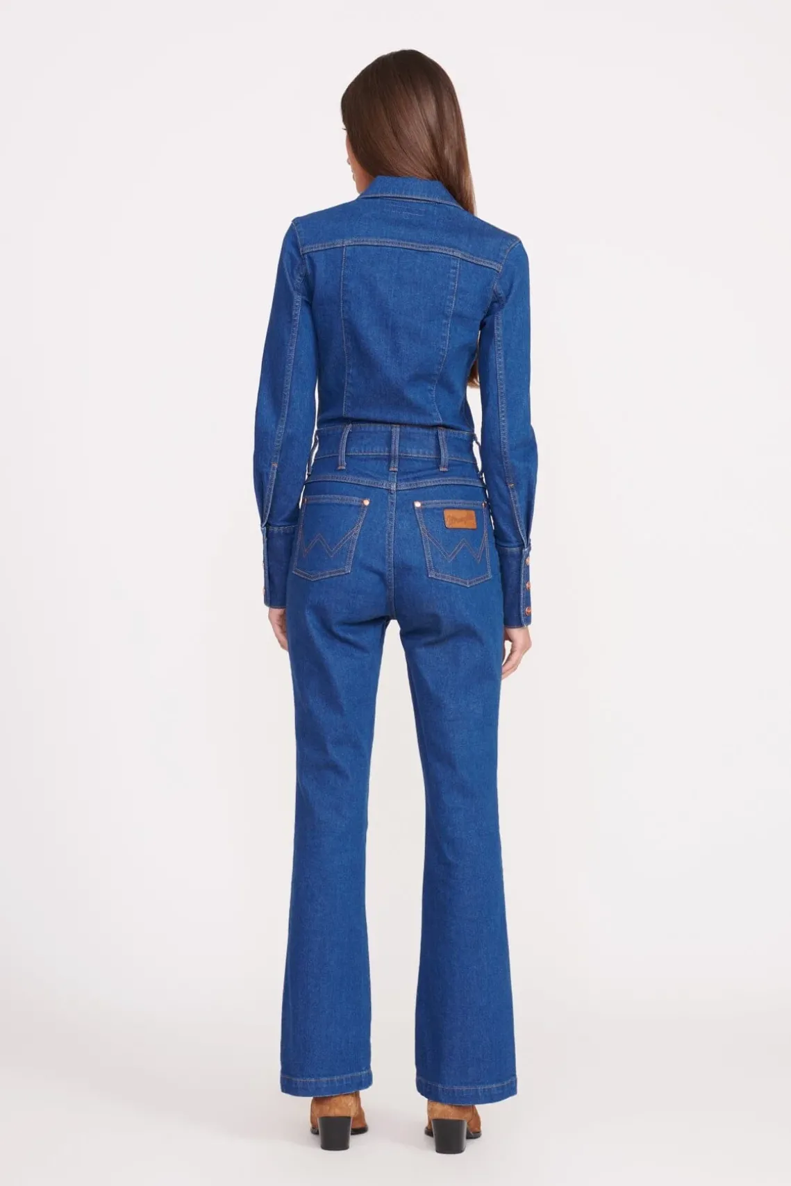 STAUD + WRANGLER THE BODY JUMPSUIT DARK RINSE