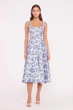 WELLS DRESS BLUE TOILE
